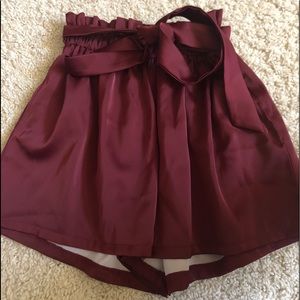 ZAFUL ROMWE maroon satin tie waist shorts large